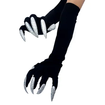 Negru Unghie Lungă Mănuși Costum de Halloween Mănuși de Cosplay Propunerii pentru Petrecerea de Noutate Rochie Mănuși ST384