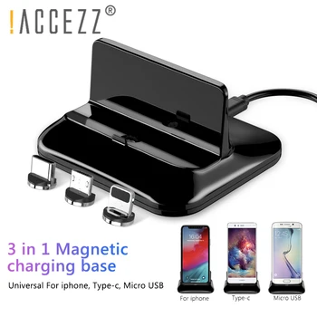 !ACCEZZ Telefon Universal Suport stativ Magnetic Încărcător Pentru iphone X Xs Max XR Micro USB de Tip C Pentru Redmi Huawei Încărcare de Iluminat