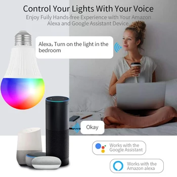 WIFI Smart LED Bec E27 E26 B22 Bluetooth/ WiFi link10W Estompat Aplicația Control Vocal pentru Alexa Google Acasa GRB Bec Lampa