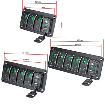4/5/6 Gasca basculantă Panel Kit 12V/24V Circuit Breaker Verde LED-uri Impermeabil Marin basculantă Panou Dual USB Sloturi