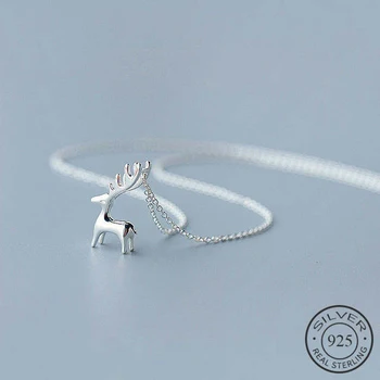Drăguț Animale Cerb Pandantiv Colier Real S925 Argint Pentru Femei La Modă Partid Moda Bijuterii Accesorii Cadou
