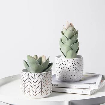 Nordic decor birou ghivece de plante de Aur stripe punct Negru ghiveci minimalista cactus suculentas maceteros decorativas vase de gradina