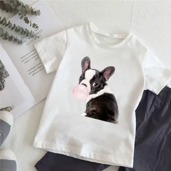 Guma de mestecat Pisica Amuzant tricou Pentru Fete Drăguț Animale, Panda, Porc, Iepure Bulldog Copii Topuri Baby Boy Haine pentru Copii T-shirt,HKP2059