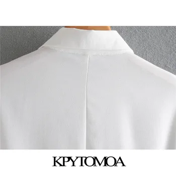 KPYTOMOA Femei 2020 Moda Talie Reglabila Cu Arc Soft Touch Bluze Vintage cu Maneci Lungi Buton-up Feminin Tricouri Topuri Chic