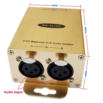 Linie dublă Nivel Izolator Echilibrat Nivel de Linie Audio Ground Loop Isolator 2-CH Linie XLR Audio de Nivel Zgomot Eliminator