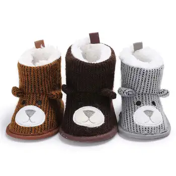 Copil Nou-Născut Pantofi Cizme Copilul Bumbac Unic De Iarna Drăguț Cald Villus În Interiorul Ursul Fata Prima Pietoni Copil Pat De Copil Pantofi