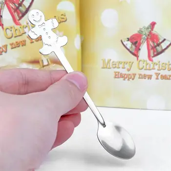 5pcs Crăciun Lingură din oțel Inoxidabil Lingurita de Cafea Mini Lingura Creative Miere linguri de servire set Xmas Veselă Tacâmuri 5