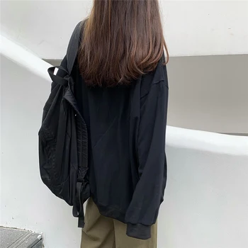 Hanorace Femei Solid Negru Primăvară Ulzzang Student Fete Pulovere Largi Simplă Bază de Agrement Strada All-meci Femei Tricou