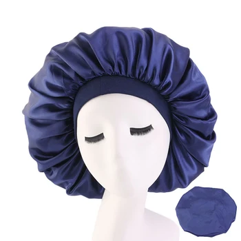 Foarte Mare din Satin Matasos Capota Cap de Somn cu Premium Banda Elastica Pentru Femei Culoare Solidă Folie Cap cu Boruri Pahar Noapte Pălărie