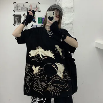 Topuri femeile Japoneze Casual T-shirt Harajuku Animal Print Moda Pierde Vara Femei T-Shirt Moale de Plus-Size Cool Tee Top