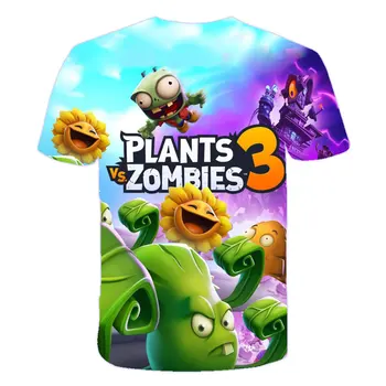 Plante Vs Zombie Wars 3D Print T-Shirt de Floarea-soarelui Plante Și Zombi Grafice Amuzante Haine pentru Copii de Moda Casual Maneca Scurta Top