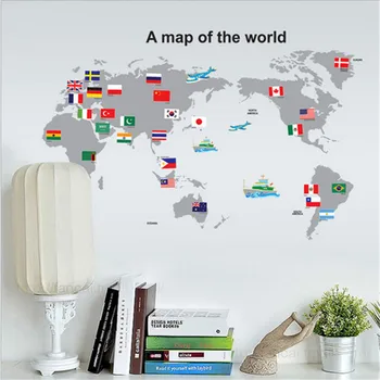 Harta Lumii Steag Autocolant De Perete Decalcomanii De Dormitor, Pepinieră Fereastră Decor Decalcomanii Poster Mural