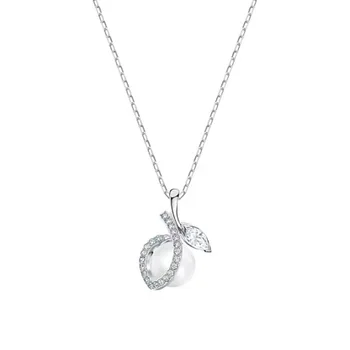 Moda Bijuterii de Înaltă Calitate SWA1:1, Farmecul Simplu Pearl Frunze de Măr de Cristal în Formă de Pendant Colier Romantic Cadou Pentru Prietena