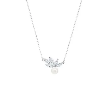 Moda Bijuterii de Înaltă Calitate SWA1:1, Farmecul Simplu Pearl Frunze de Măr de Cristal în Formă de Pendant Colier Romantic Cadou Pentru Prietena