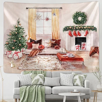 Fantezie de crăciun scena tapiserie decor acasă tapiserie Boem, Hippie Crăciun copac de mari dimensiuni tapiserie