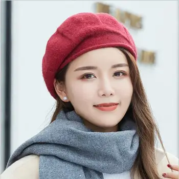 Versiunea coreeană de modă lână niberet palarie doamnelor toamna și iarna moda sălbatic înainte pălărie Britanic pictor pălărie de sex feminin