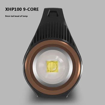 XHP100 9-core Super-Luminos cu Zoom Cap Dublu USB Reîncărcabilă Proiector Portabil Lanterna Led-uri lumina Reflectoarelor Floodling Lumina