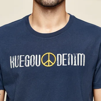 KUEGOU brand pentru Bărbați tricou maneca scurta de Vara guler Rotund, broderie moda T-shirt mâneci scurte bărbați ZT-3359