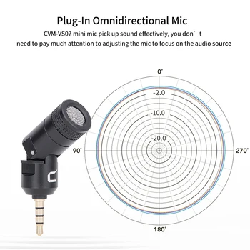 COMICA MCV-VS07 Mini Microfon Omnidirectional pentru GoPro DSLR aparat de Fotografiat Telefon Stabilizator Microfon pentru Înregistrare Video(3.5 mm TRRS)