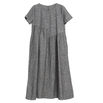 NYFS 2020 Nou rochie de Vară Liber de Moda din Bumbac pentru Femei Rochie lunga Vestidos Halat Elbise Confortabil zăbrele Rochii