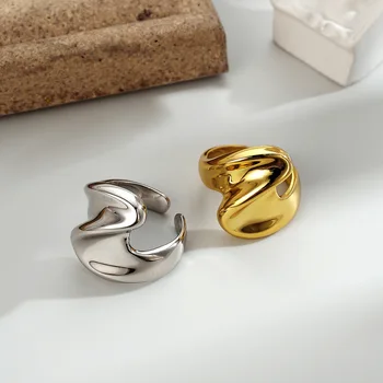 Design simplu argint 925 geometrice răsuciți inelul de vânt rece mici exagerat de deschidere degetul arătător ring1 Aur 8k feminin