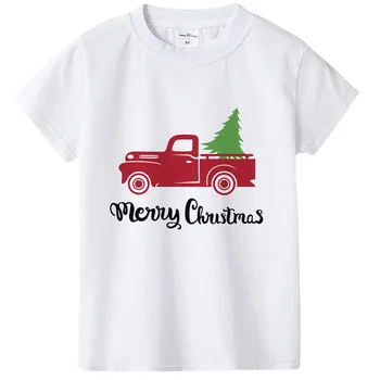 Crăciun fericit Tricou cu Camion Roșu și Bradul de Crăciun jocuri pentru Copii Baby Girl T Shirt Topuri Tricou Dropshipping Copilul Tee