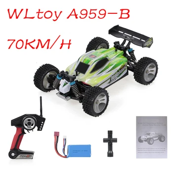 Wltoys A959-B 2 Baterii 1:18 Masina RC 2.4 Ghz 4WD Off-Road Masina de 70KM/H de Mare Viteză de Curse RC Buggy Vehicul Auto RTR Jucării pentru Copii