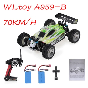 Wltoys A959-B 2 Baterii 1:18 Masina RC 2.4 Ghz 4WD Off-Road Masina de 70KM/H de Mare Viteză de Curse RC Buggy Vehicul Auto RTR Jucării pentru Copii