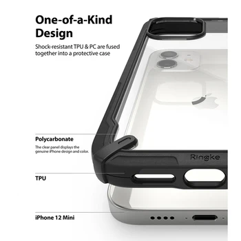 Ringke Fusion X pentru iPhone 12 Mini Caz Grele Absorbție de Șoc Transparent Greu PC-ul Înapoi Moale TPU Acoperire Cadru