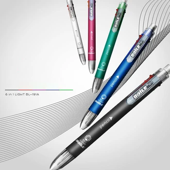 1BUC 5-în-1 multi-funcție pen (0,5 mm automate creion + 0,7 mm pix) 5 culori material PP
