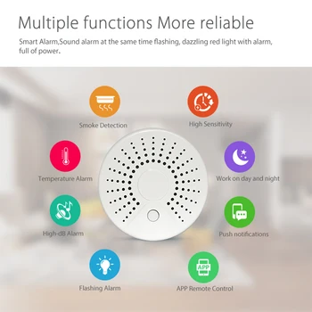 Wifi Detector de Fum cu Senzor de Alarma de Securitate Wireless de Alarmă Sistem de Control de la Distanță APP Alerte dispozitivele IoT Tuya Smart Home