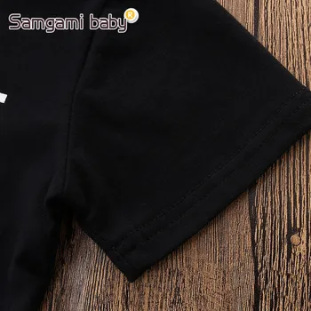 SAMGAMI Fete pentru COPII Haine Set de Vara tricou Negru+blugi de Moda Gaura 2 buc Pantaloni Copii Costum Copil Fata Tinute Casual, 1-5A