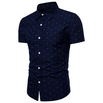 2019 nou brand anchor print short sleeve tricouri barbati rochie ue mărime slim camisa sociale tricouri barbati casual slim fit