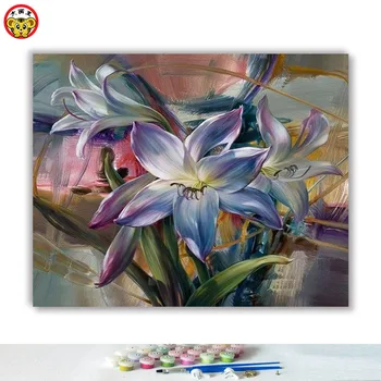 Diy pictură în ulei de numere de artă vopsea de numărul de Plante cu flori ilustrare Dormitor restaurant pictura decor