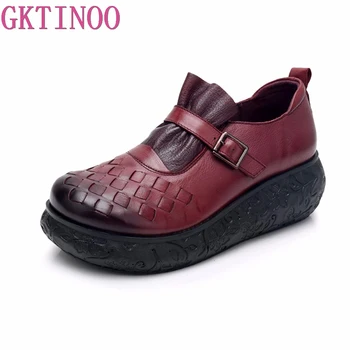 GKTINOO Plat Platforma Femeie Pantofi Handmade din Piele Apartamente Moale Confortabil Pantofi pentru Femei Pantofi pentru Femei