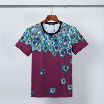 Bumbac t-shirt cu print de pene de vara tricou barbati subțire respirabil confortabil topuri de înaltă calitate t-shirt pp8519