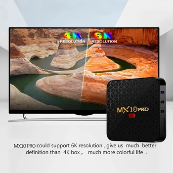 Android 9.0 Smart TV Box MX10 PRO Allwinner H6 Quad Core, 4GB RAM, 64GB ROM USB3.0 WIFI 3D 6K Rezoluție H. 265 HDR Media Player