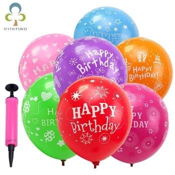 50/100buc 12 inch latex, baloane petrecere de ziua pentru Copii baloane Happy Birthday imprimare baloane happy birthday cu baloane GYH