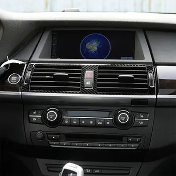 Fibra de Carbon Accesorii Auto Interior Mijloc de Evacuare a Aerului din Fibra de Carbon Modificarea Capacului Ornamental Autocolante Pentru BMW X5 X6 2008-2013