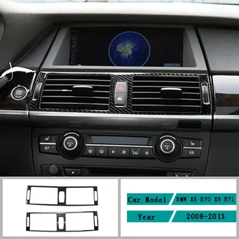 Fibra de Carbon Accesorii Auto Interior Mijloc de Evacuare a Aerului din Fibra de Carbon Modificarea Capacului Ornamental Autocolante Pentru BMW X5 X6 2008-2013