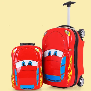 Copii Valiza Copil Cărucior caz Sac de Bagaje copii Ghiozdane Valiza de călătorie Roți 3D Supercar caz de Călătorie Jucării pentru tipurile