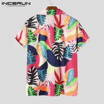 Oamenii de Imprimare Tricou Hawaii Beach Maneci Scurte Respirabil Rever Butonul Bluză Casual Streetwear Liber Camisas INCERUN S-3XL