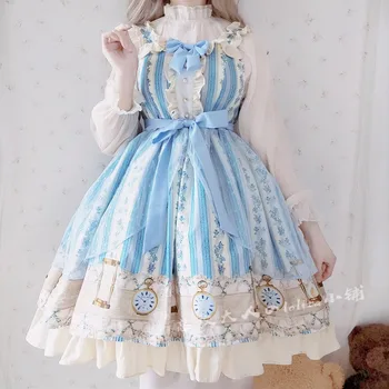Japoneză dulce lolita rochie vintage din dantela bowknot drăguț de imprimare rochie victoriană fata kawaii lolita gotic jsk/op printesa loli