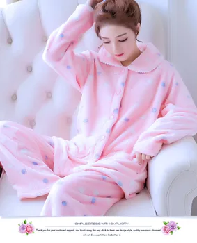 Lady Coral Fleece Pijamale Femei Îngroșarea Flanel Pijamale Fete Iarna Mâneci Lungi Homewear Fete Catifea Purta B-2113