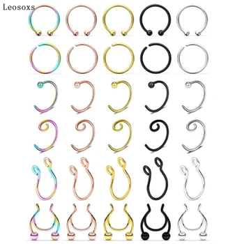 Leosoxs 30buc Nou Fals Inel de Nas în Nas Set de Unghii Piercing Bijuterii din Oțel Inoxidabil