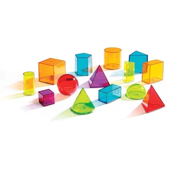 Copil Jucărie Educațională Montessori Geometrice Solid, Transparent, de Culoare Curcubeu de Învățare la Matematică Set de scule 14pieces în Interiorul