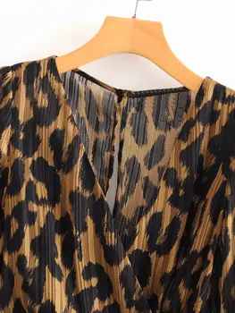 În 2020, Noi Femeile Cruce V Gât Leopard Print Arc Legat Kimono Rochie Doamnelor Trei Sfert Maneca Vestidos Chic Rochii de Șifon DS3345