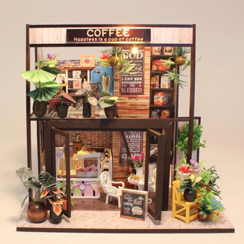 DIY Casa Papusa in Miniatura DIY casă de Păpuși, Cu Mobilier din Lemn, Casa de Așteptare Timp de Jucării Pentru Copii de Craciun Cadouri de Ziua de nastere