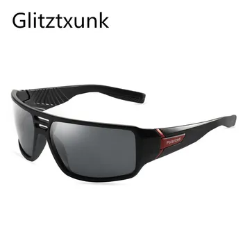 Glitztxunk Moda Polarizat ochelari de Soare Barbati Pătrat Negru Retro Brand Designer de Epocă de Conducere Ochelari de Soare Pentru bărbați Ochelari de protectie UV400