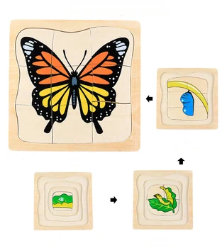 Copiii Montessori Educative Jucarii din Lemn Puzzle 3D Animal Planta Puzzle-uri din Lemn de Învățare Timpurie Pentru Copii De 3 Ani Cadouri